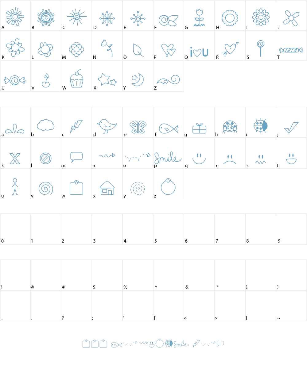 DJB DOODLED BITS Font Character